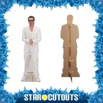 CS442 Brad Pitt White Suit American Actor Lifesize Cardboard Cutout Standee 3