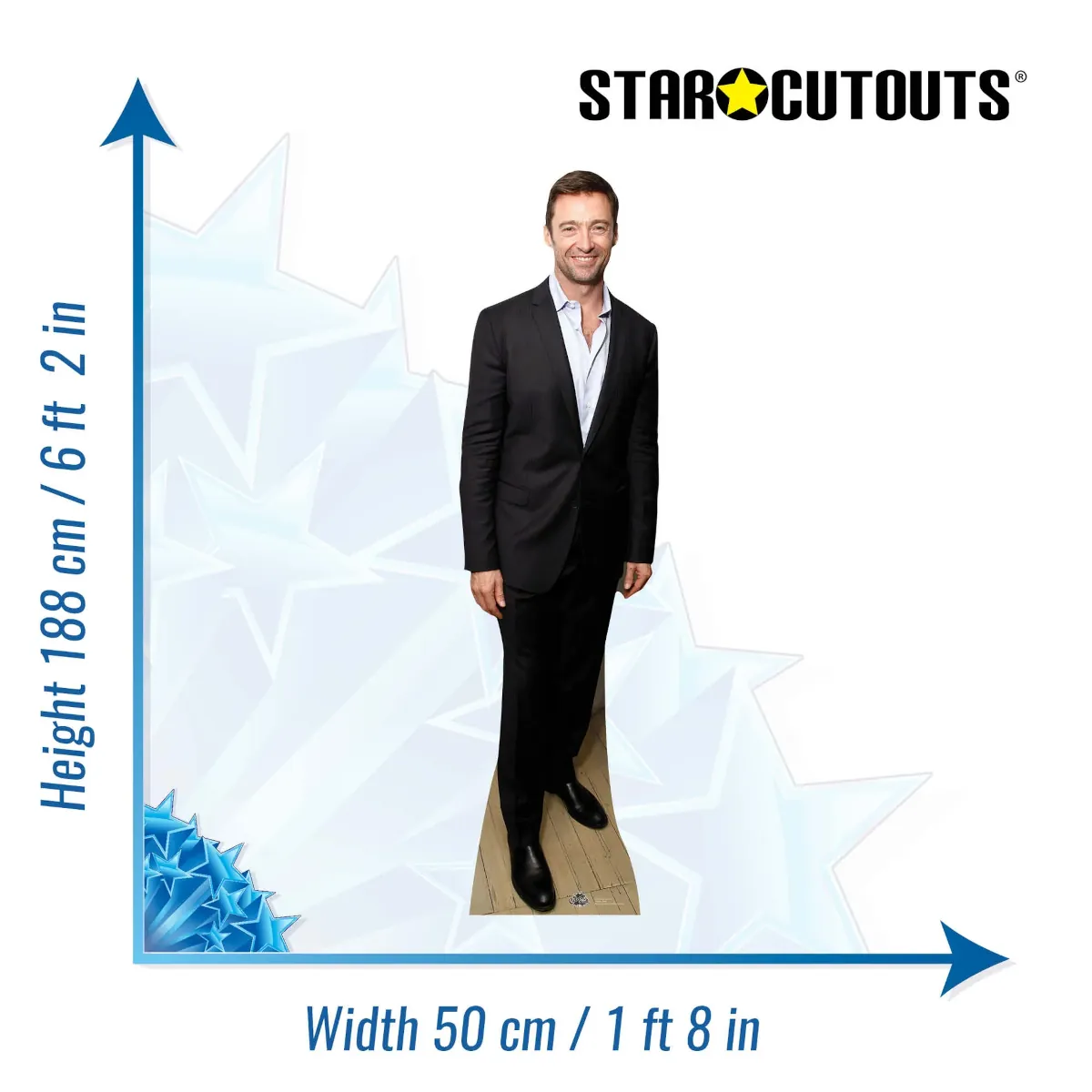 CS603 Hugh Jackman 'Black Suit' (Australian Actor) Lifesize Cardboard Cutout Standee Size