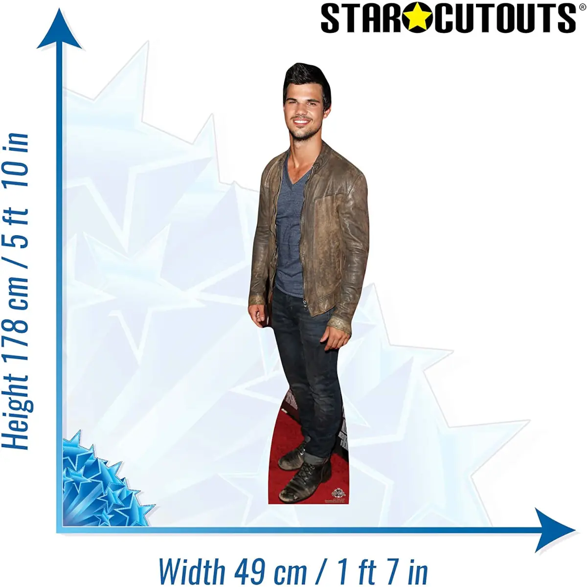 CS617 Taylor Lautner Leather Jacket American Actor Lifesize Cardboard Cutout Standee 3