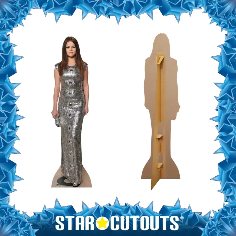 CS634 Selena Gomez 'Silver Dress' (American Singer) Lifesize Cardboard Cutout Standee Frame