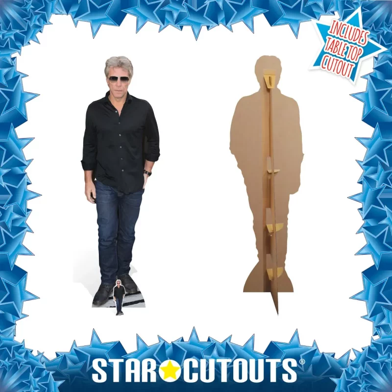 CS650 Jon Bon Jovi 'Shirt & Jeans' (American SingerSongwriter) Lifesize + Mini Cardboard Cutout Standee Frame