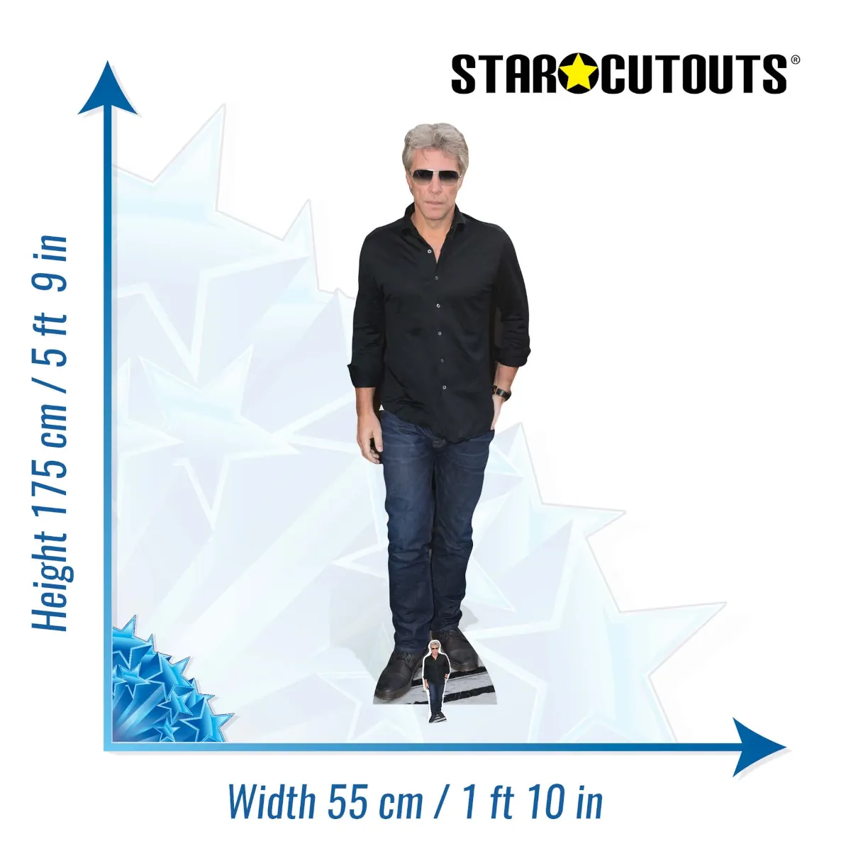 CS650 Jon Bon Jovi 'Shirt & Jeans' (American SingerSongwriter) Lifesize + Mini Cardboard Cutout Standee Size