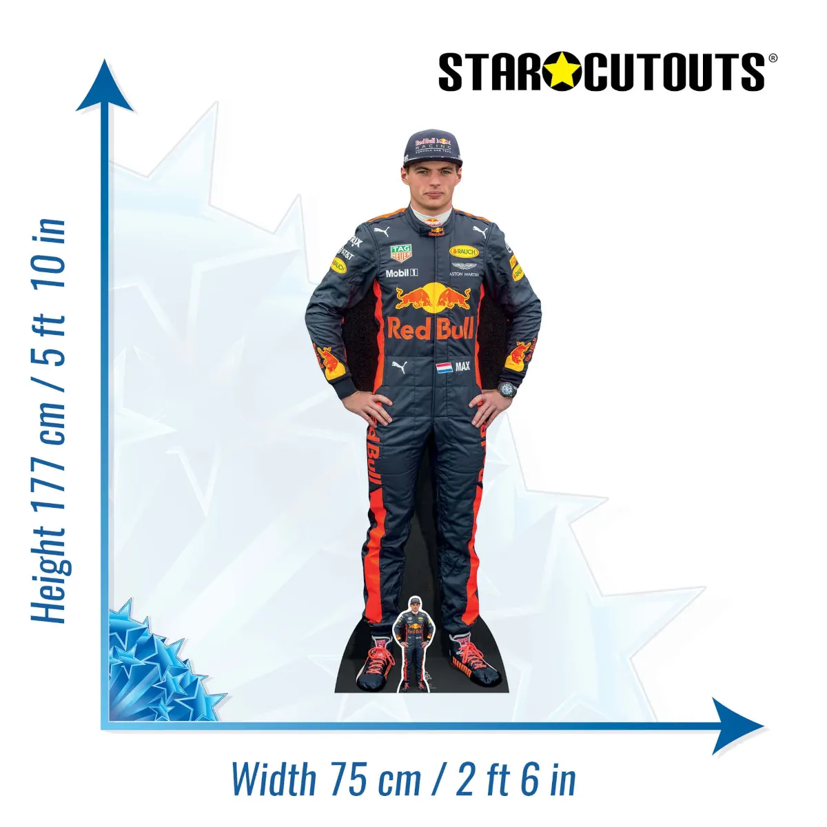 CS667 Max Verstappen (DutchBelgian Racing Driver) Lifesize + Mini Cardboard Cutout Standee Size