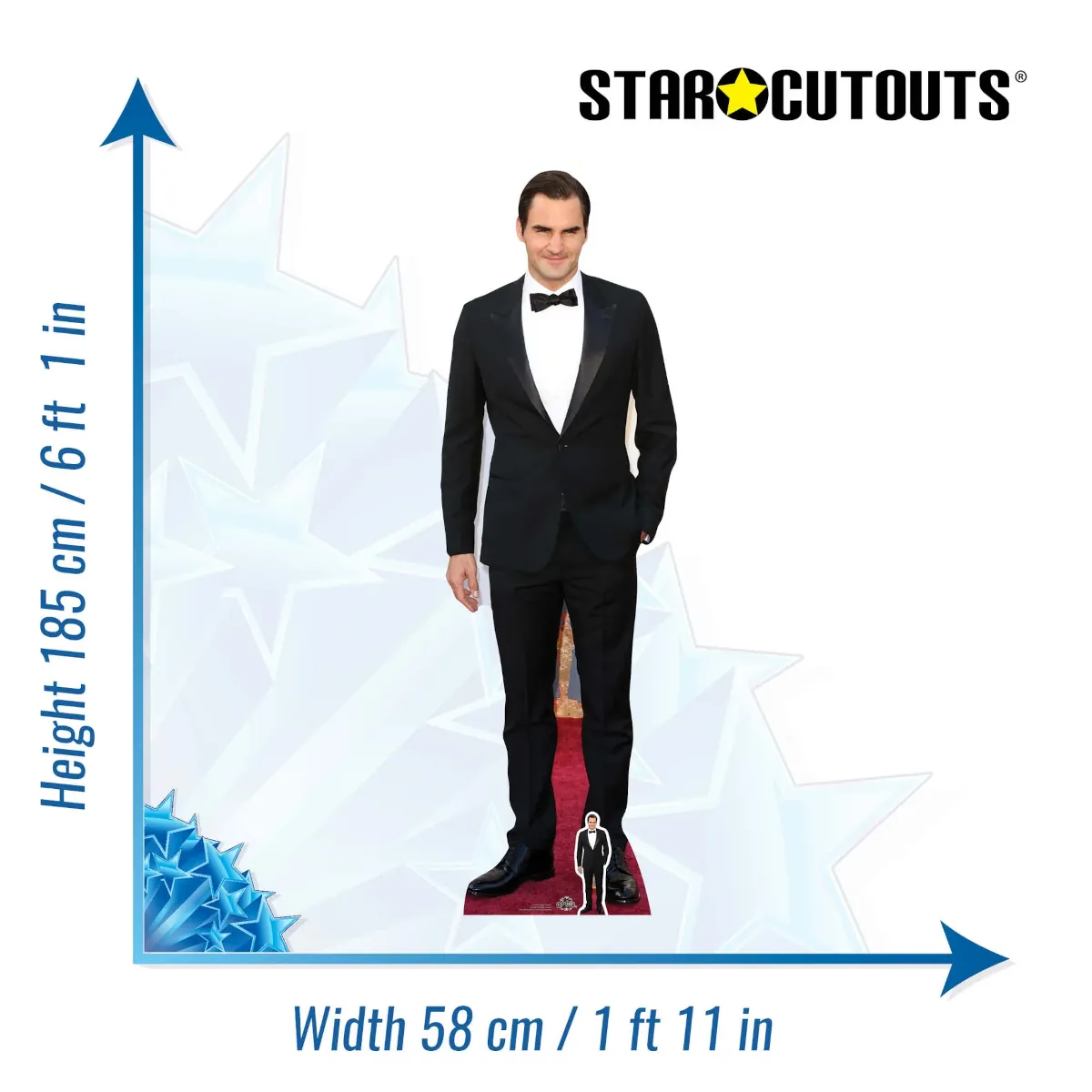 CS674 Roger Federer 'Black Tuxedo' (Swiss Tennis Player) Lifesize + Mini Cardboard Cutout Standee Size