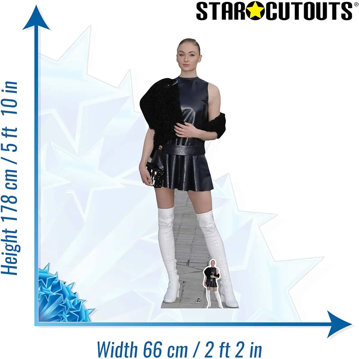 CS677 Sophie Turner Black Dress English Actress Lifesize Mini Cardboard Cutout Standee 3