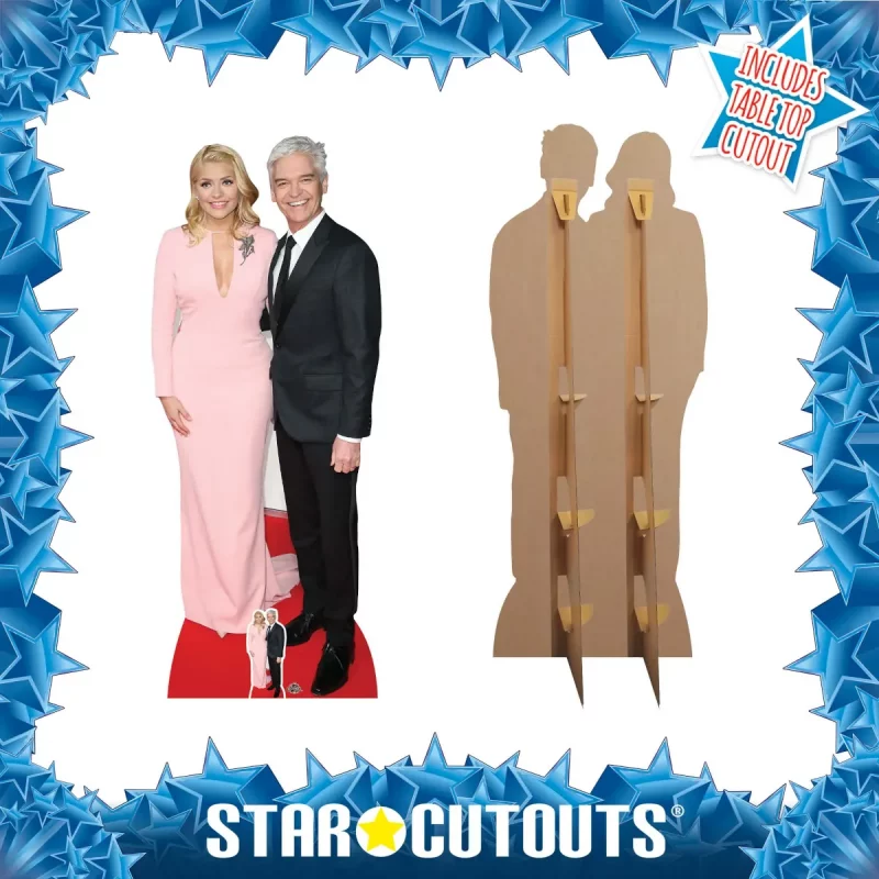 CS737 Holly Willoughby & Phillip Schofield (Television Presenters) Lifesize + Mini Cardboard Cutout Standee Frame