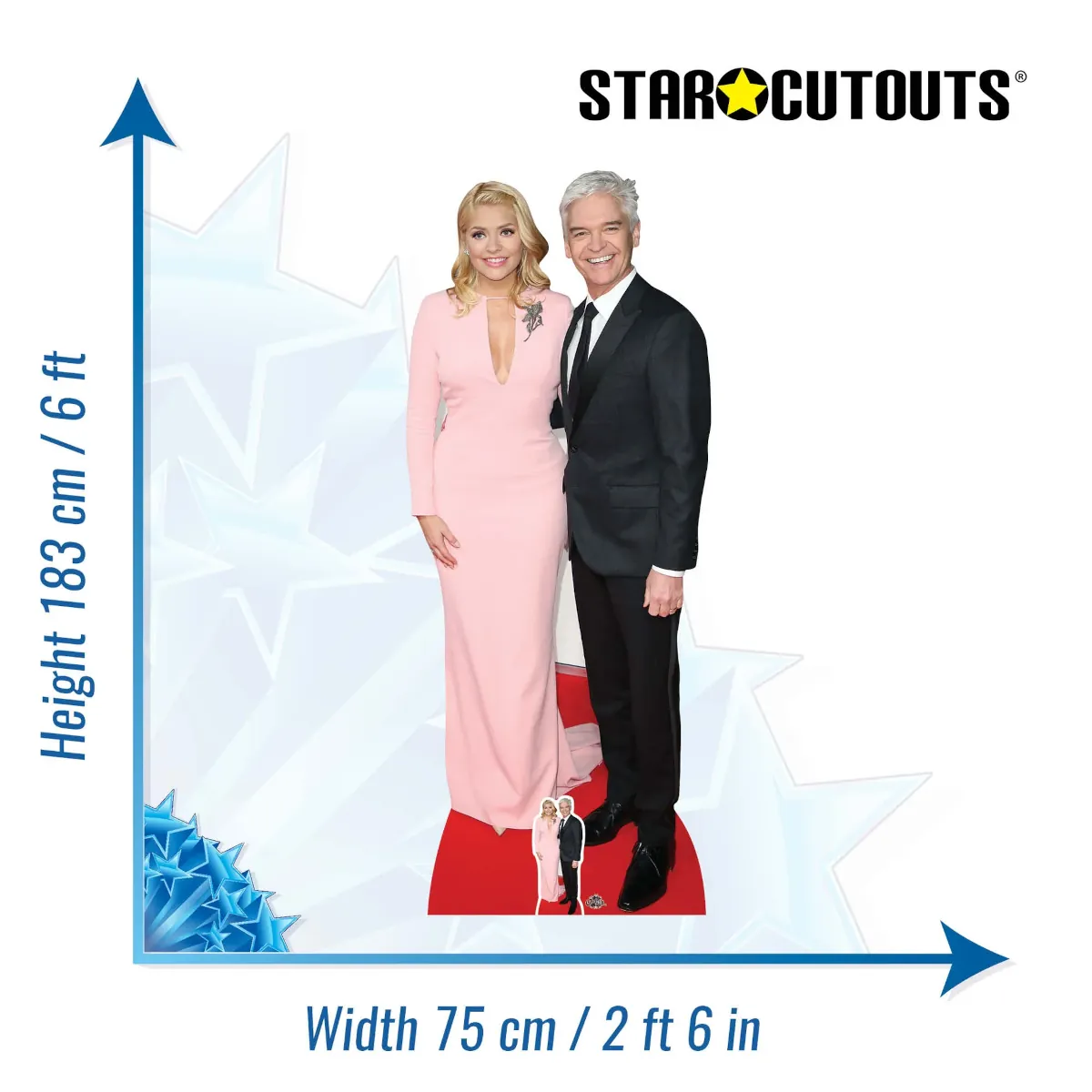 CS737 Holly Willoughby & Phillip Schofield (Television Presenters) Lifesize + Mini Cardboard Cutout Standee Size