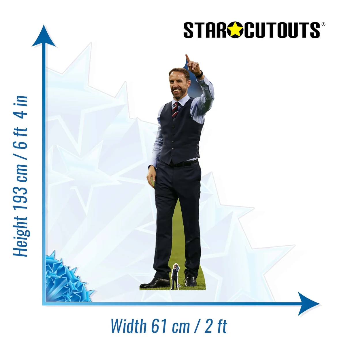 CS755 Gareth Southgate 'Waistcoat' (England Football Manager) Lifesize + Mini Cardboard Cutout Standee Size