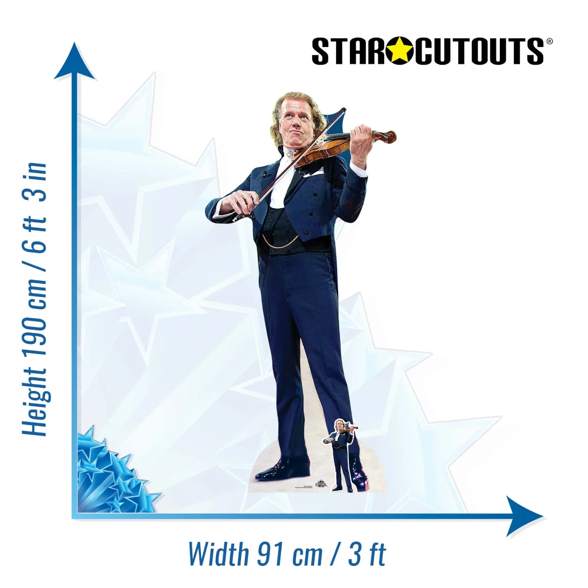 CS772 Andre Rieu 'Playing Violin' (Dutch Violinist) Lifesize + Mini Cardboard Cutout Standee Size