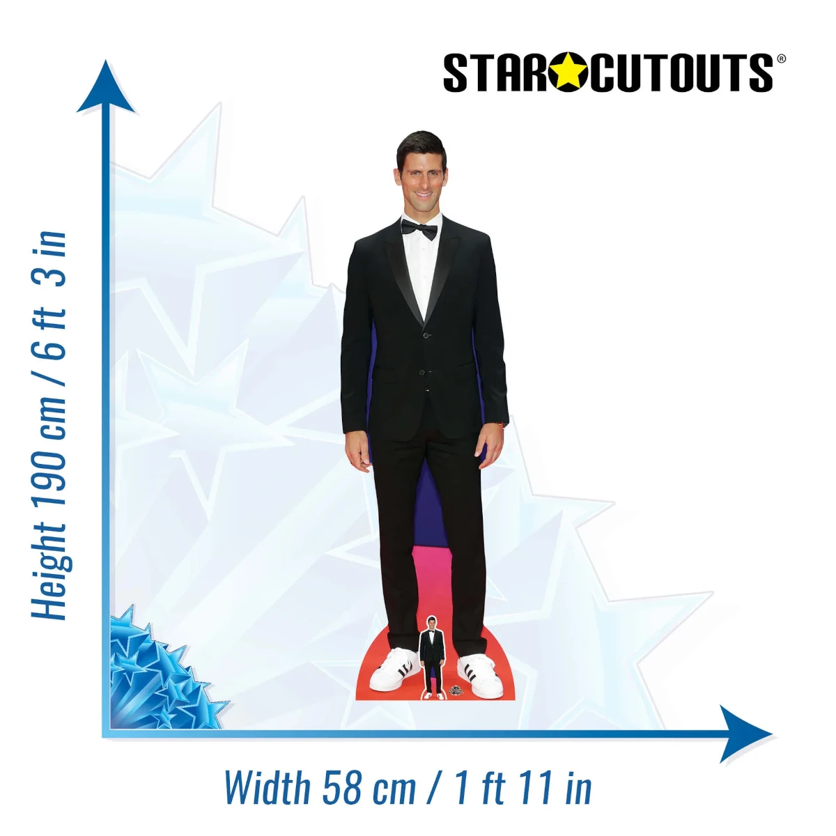 CS793 Novak Djokovic 'Black Suit' (Serbian Tennis Player) Lifesize + Mini Cardboard Cutout Standee Size
