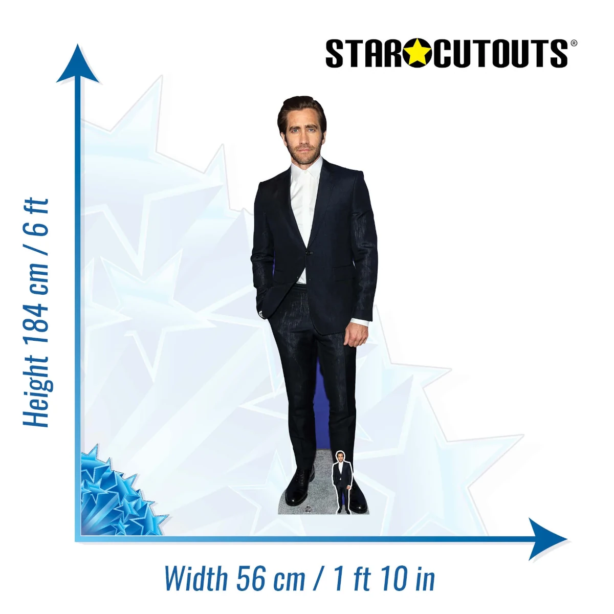 CS799 Jake Gyllenhaal 'Blue Suit' (American Actor) Lifesize + Mini Cardboard Cutout Standee Size