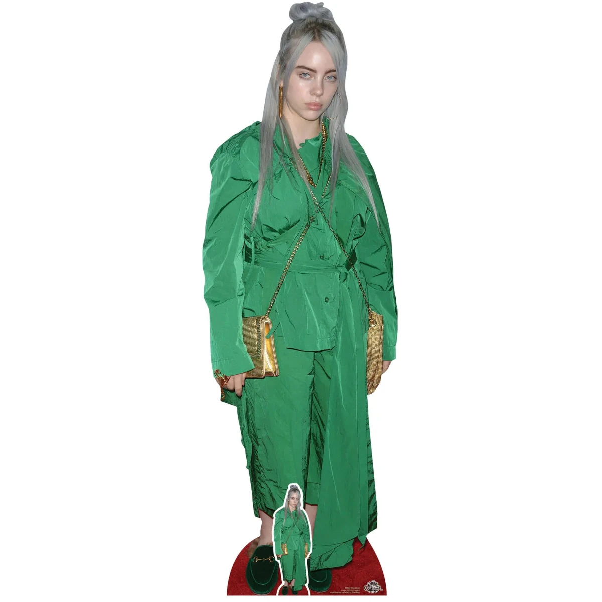 CS804 Billie Eilish 'Green Suit' (American SingerSongwriter) Lifesize + Mini Cardboard Cutout Standee Front