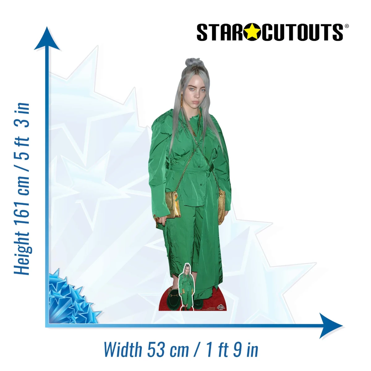 CS804 Billie Eilish 'Green Suit' (American SingerSongwriter) Lifesize + Mini Cardboard Cutout Standee Size