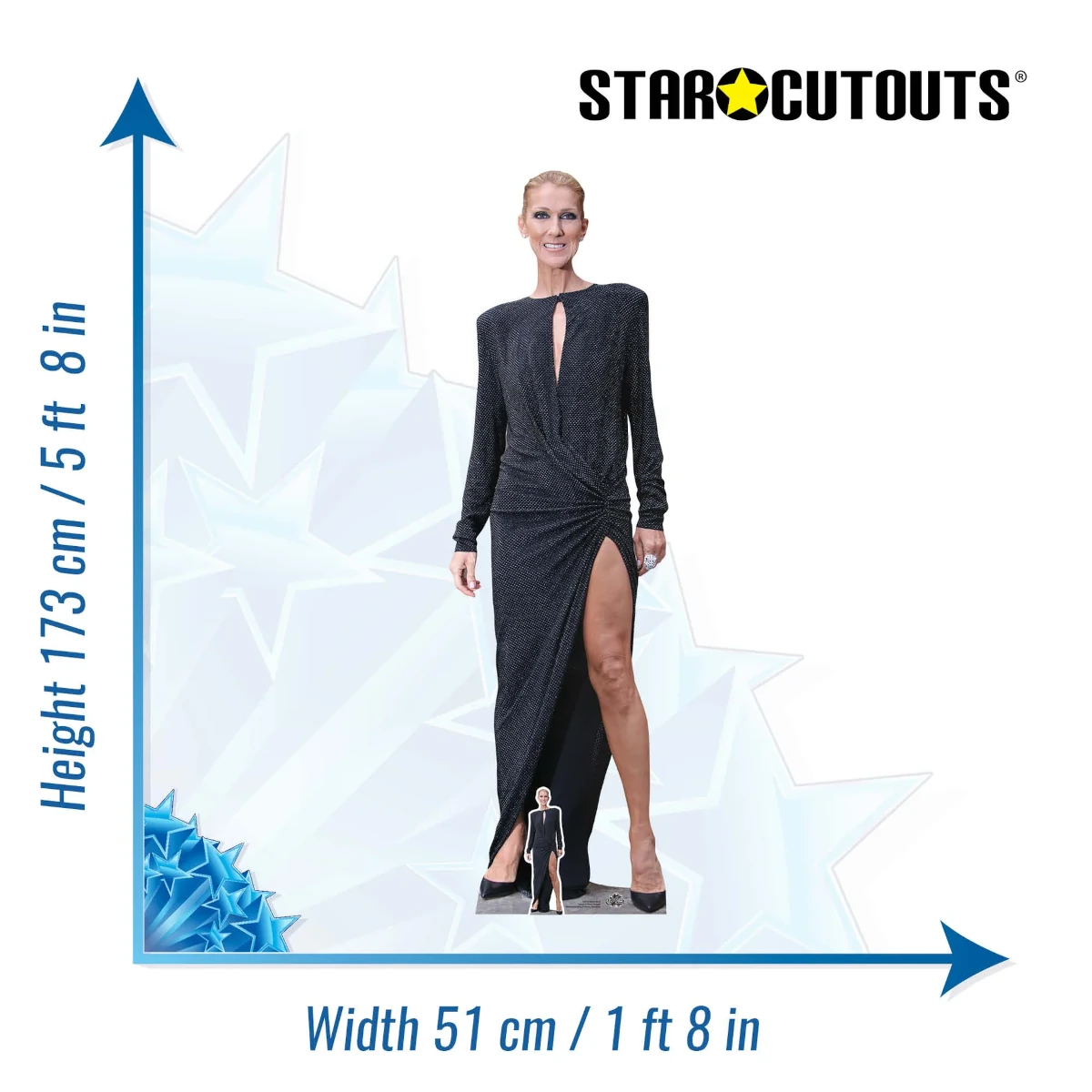 CS812 Celine Dion 'Black Dress' (Canadian Singer) Lifesize + Mini Cardboard Cutout Standee Size