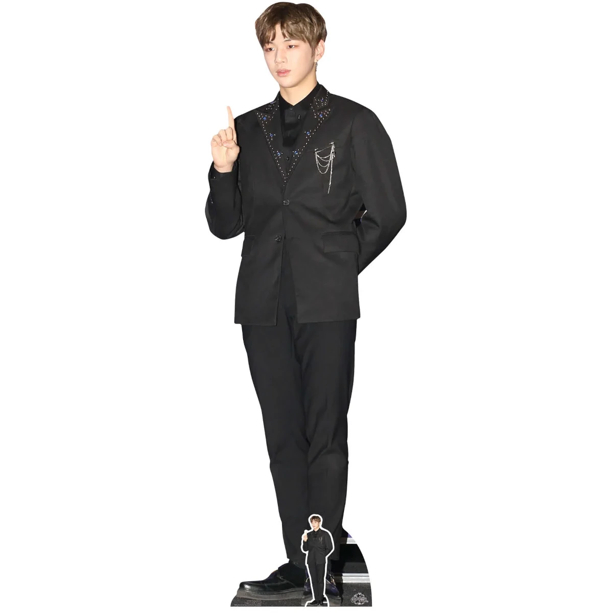 CS842 Kang Daniel 'Black Suit' (South Korean Singer) Lifesize + Mini Cardboard Cutout Standee Front