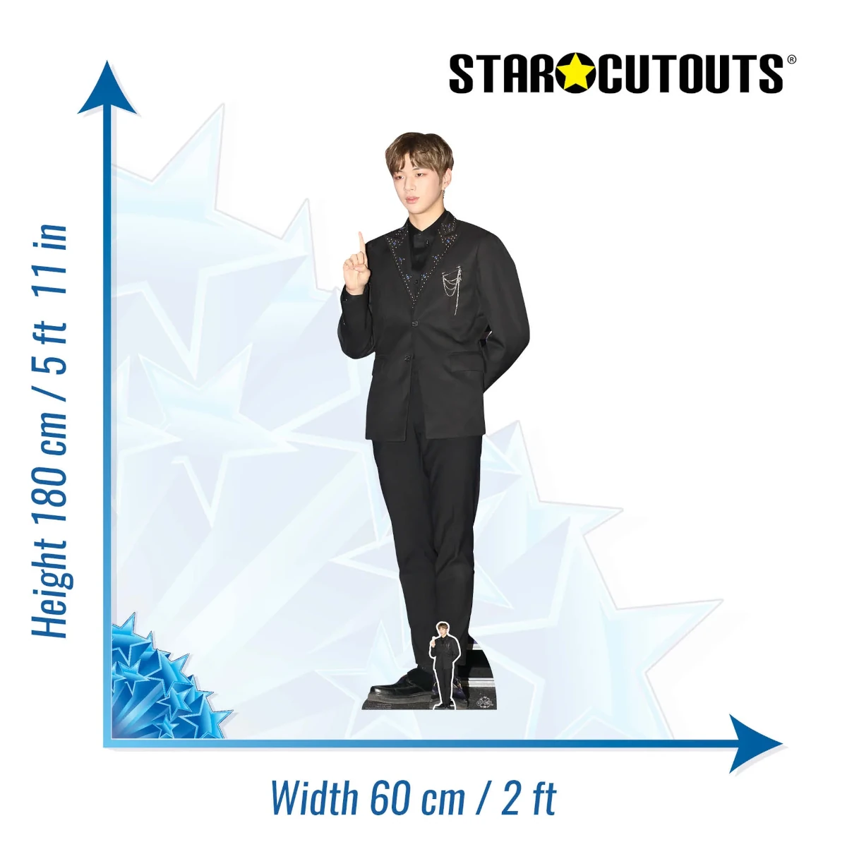 CS842 Kang Daniel 'Black Suit' (South Korean Singer) Lifesize + Mini Cardboard Cutout Standee Size