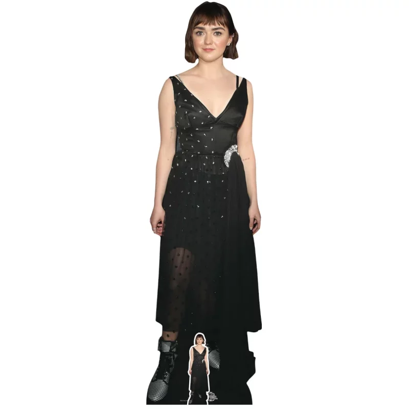 CS865 Maisie Williams 'Black Dress' (English Actress) Lifesize + Mini Cardboard Cutout Standee Front