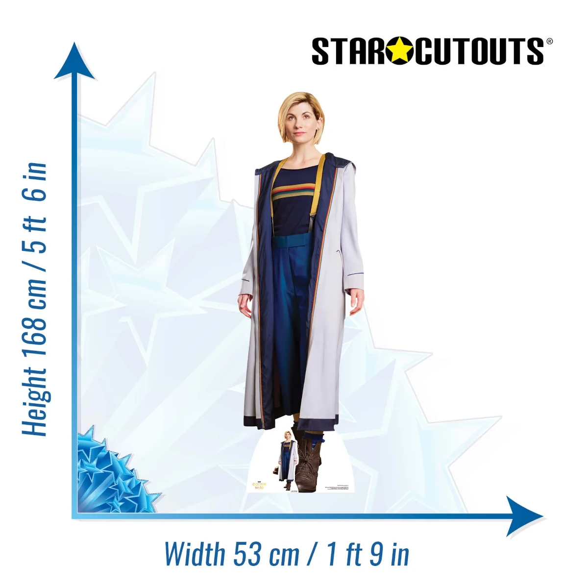 SC1197 Thirteenth Doctor 'Jodie Whittaker' (Doctor Who) Official Lifesize + Mini Cardboard Cutout Standee Size