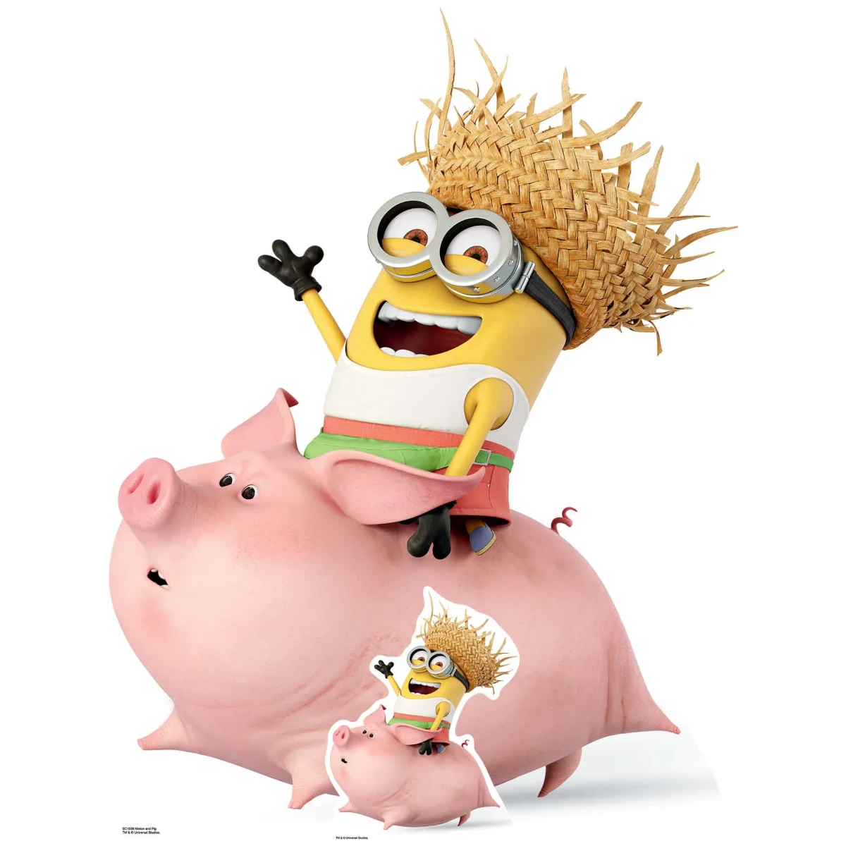 SC1038 Dave Minion Riding Pig (Despicable Me 3) Official Large + Mini Cardboard Cutout Standee Front