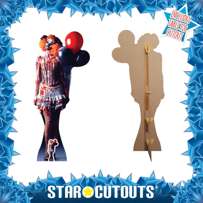 SC1070 Scary Female Clown (Halloween) Lifesize + Mini Cardboard Cutout Standee Frame