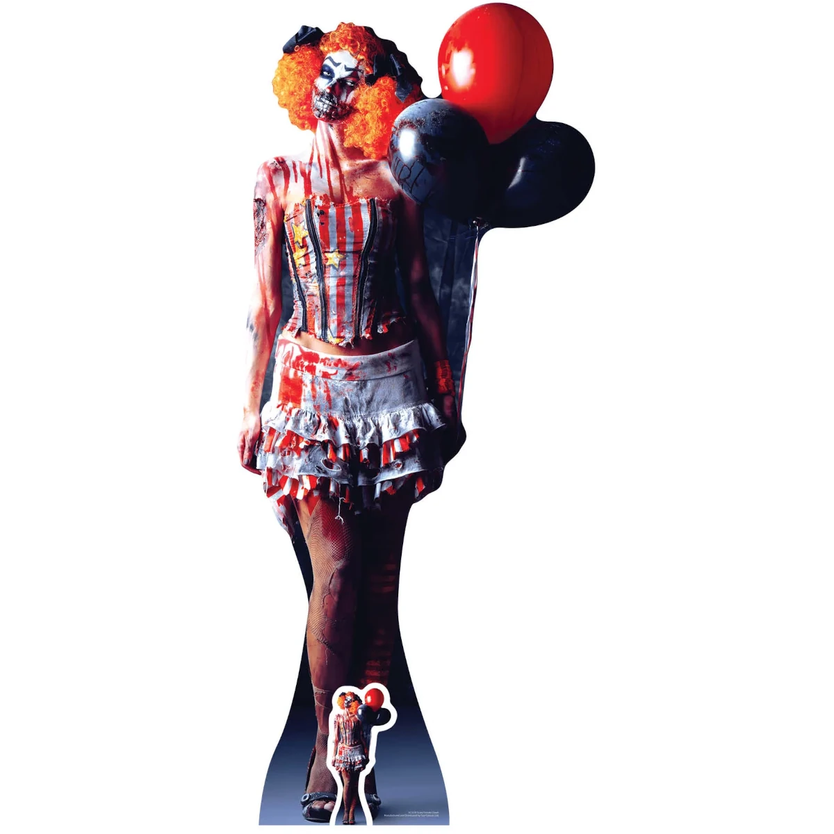 SC1070 Scary Female Clown (Halloween) Lifesize + Mini Cardboard Cutout Standee Front