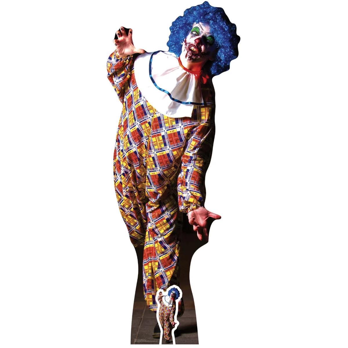 SC1071 Scary Male Clown (Halloween) Lifesize + Mini Cardboard Cutout Standee Front