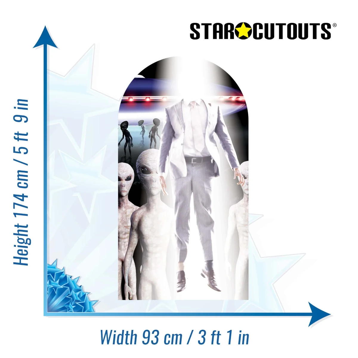SC1096 Alien Abduction Lifesize Stand-In Cardboard Cutout Standee Size