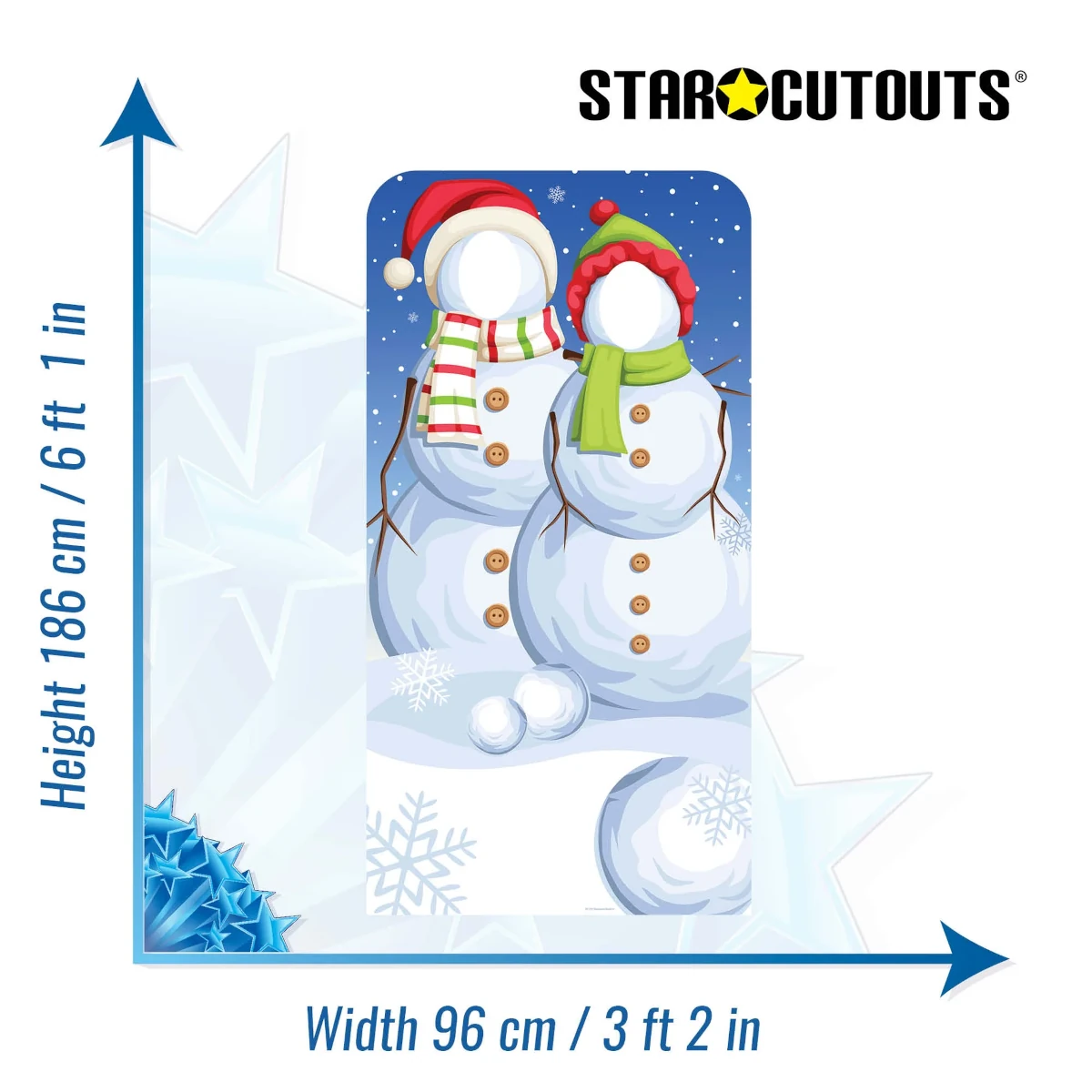 SC1157 Christmas Snowmen Lifesize Stand-In Cardboard Cutout Standee Size