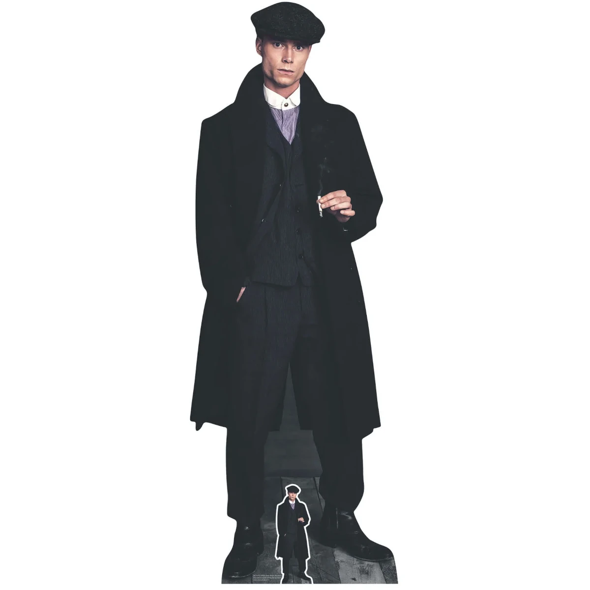SC1175 1920s Peaky Blinders Style Gangster 'Smoking' Lifesize + Mini Cardboard Cutout Standee Front