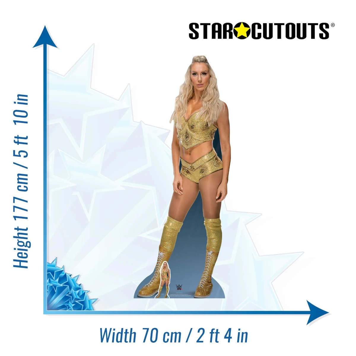 SC1205 Charlotte Flair 'Gold Outfit' (WWE) Official Lifesize + Mini Cardboard Cutout Standee Size