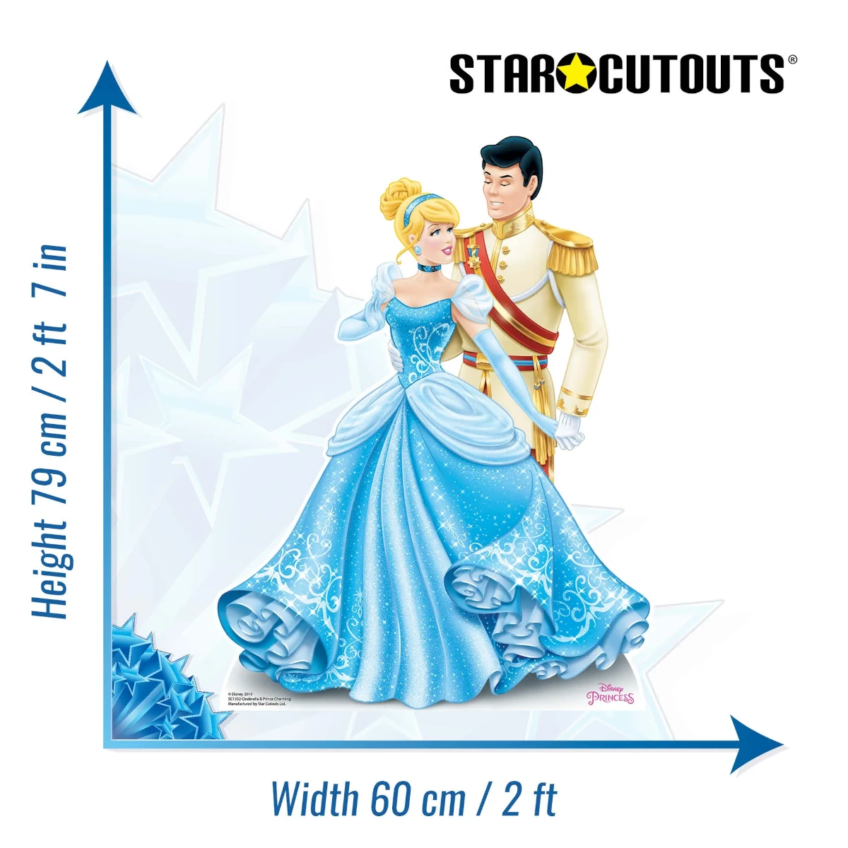 SC1352 Cinderella & Prince Charming (Disney Princess) Official Mini Cardboard Cutout Standee Size