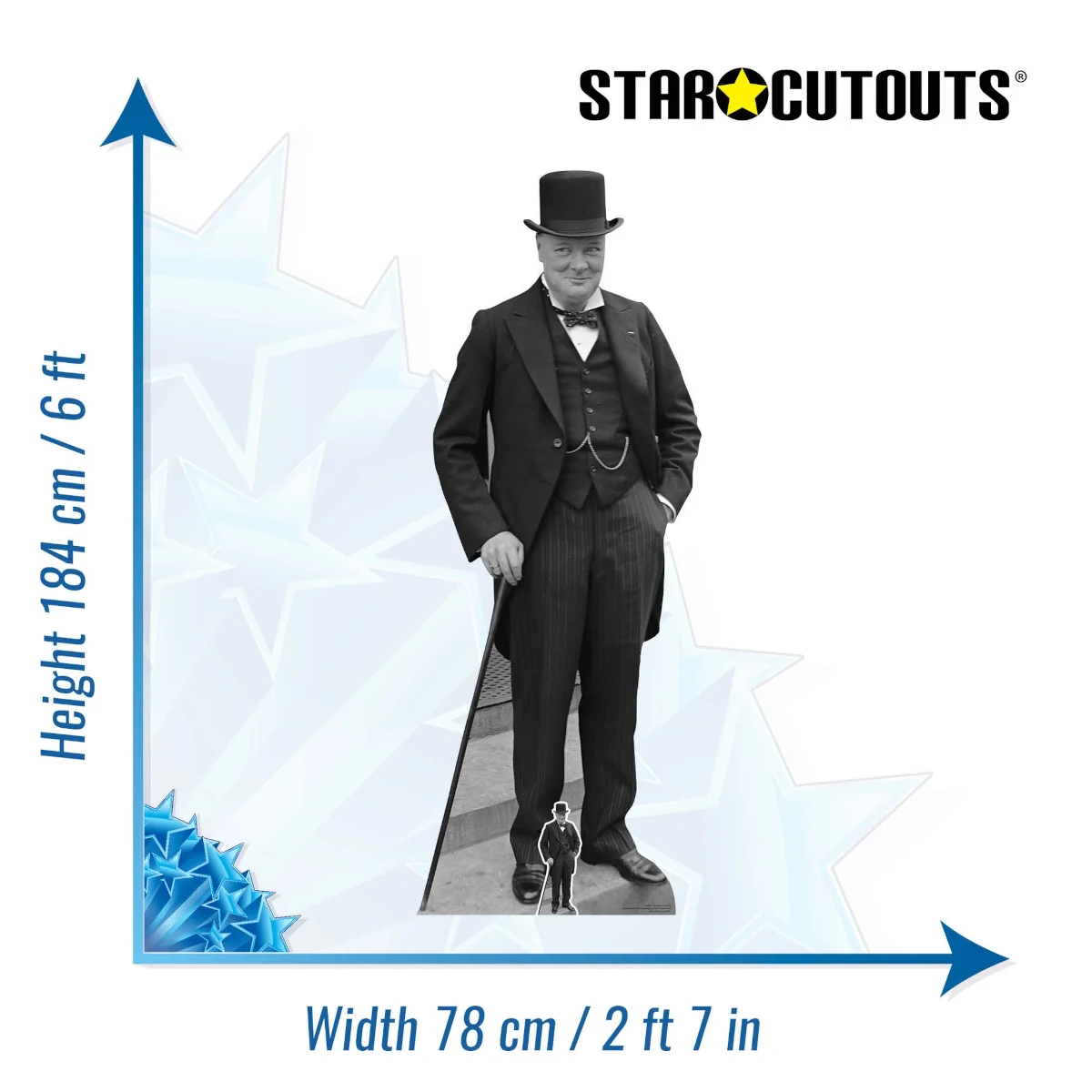 SC1451 Sir Winston Churchill (Former UK Prime Minister) Lifesize + Mini Cardboard Cutout Standee Size