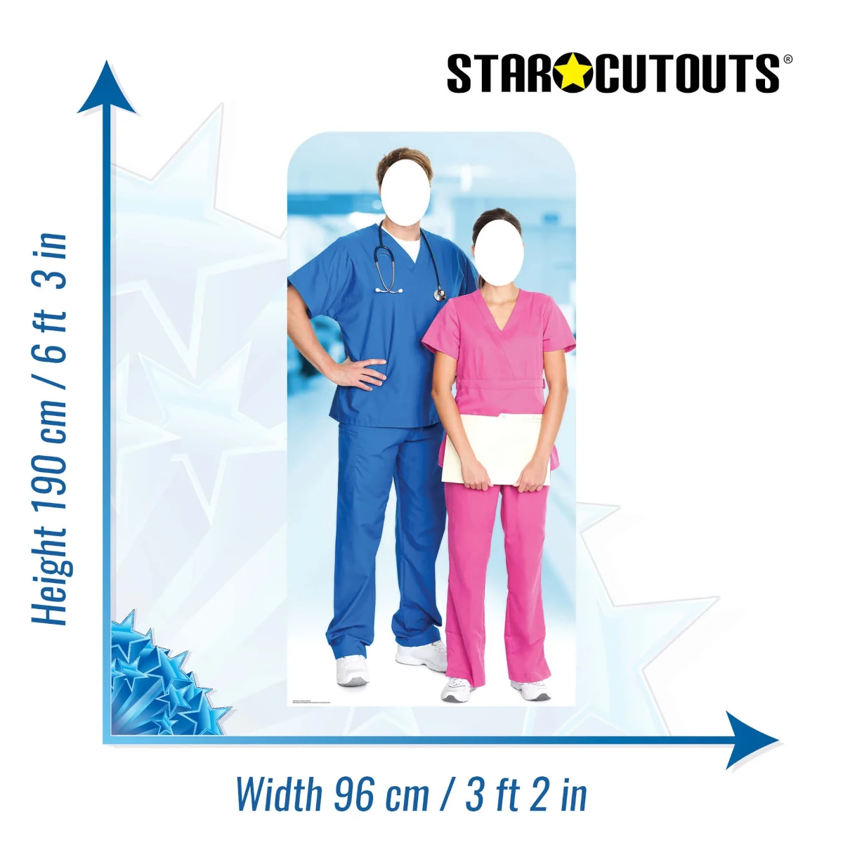 SC1567 Doctor & Nurse Health Workers Lifesize Stand-In Cardboard Cutout Standee Size
