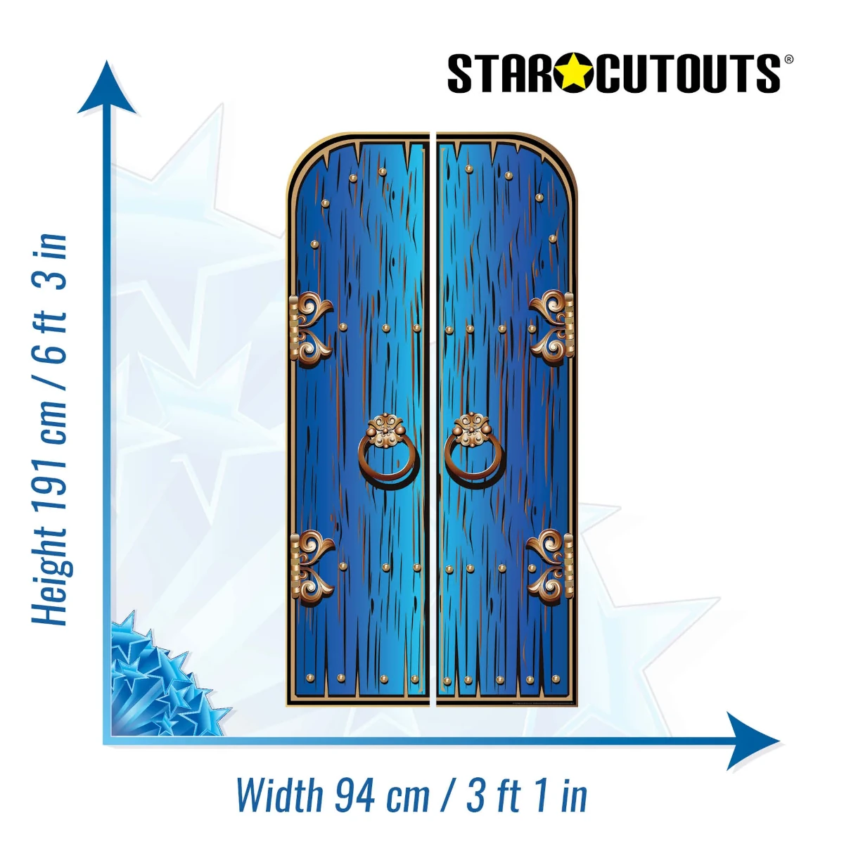 SC1575 Blue Fantasy Magical Fairy Double Doors Large Cardboard Cutout Standee Size