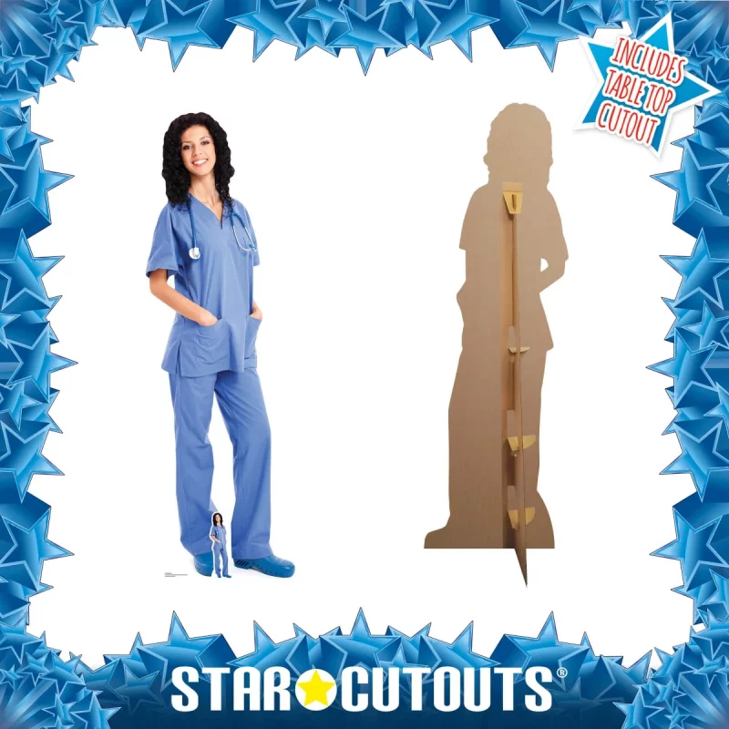SC1583 Female DoctorNurse Health Worker Lifesize + Mini Cardboard Cutout Standee Frame