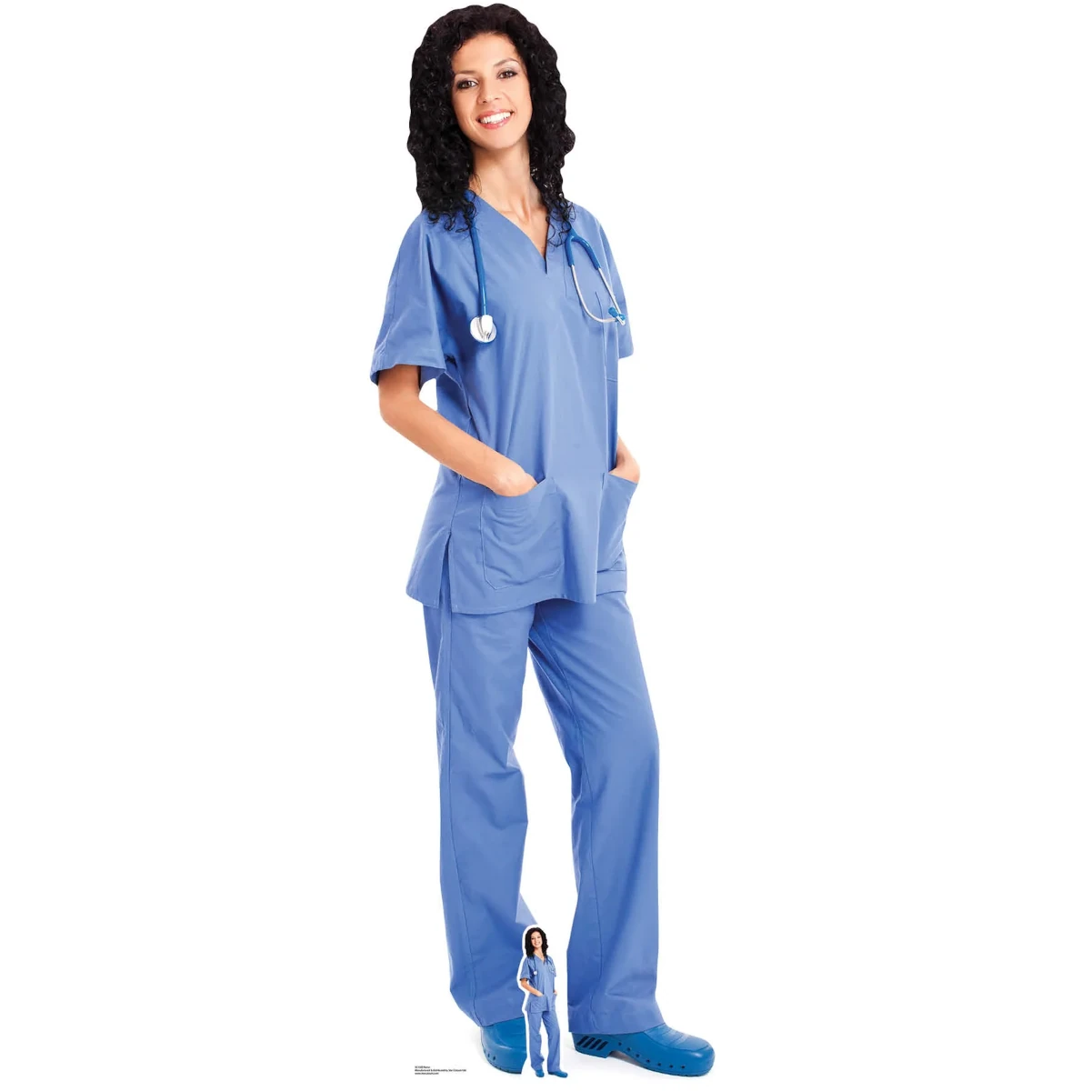 SC1583 Female DoctorNurse Health Worker Lifesize + Mini Cardboard Cutout Standee Front