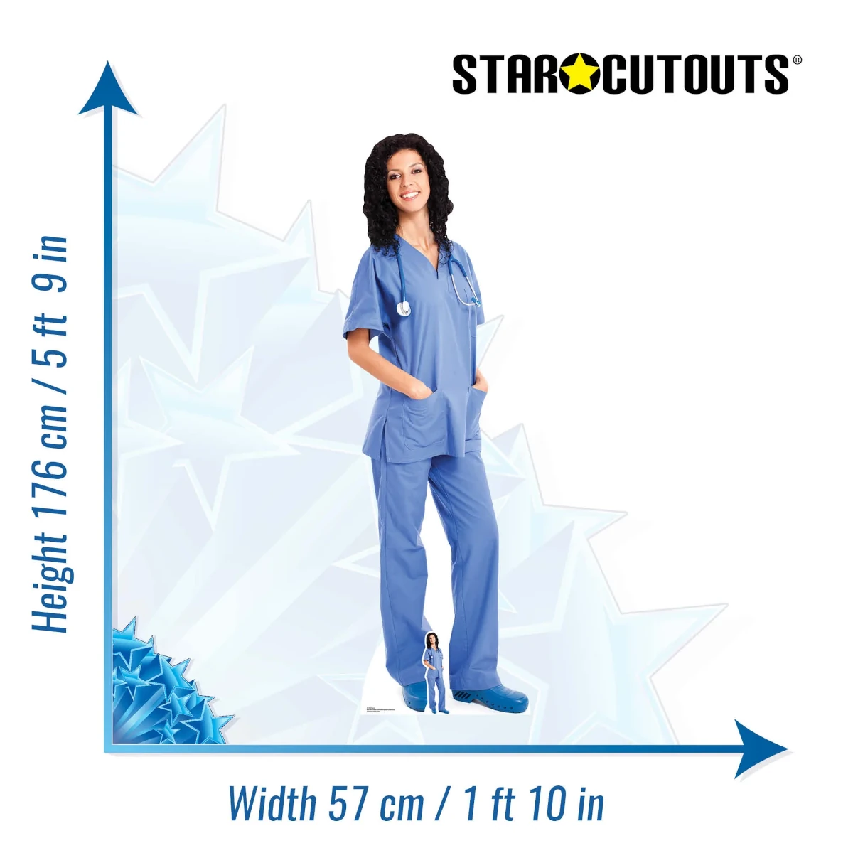 SC1583 Female DoctorNurse Health Worker Lifesize + Mini Cardboard Cutout Standee Size