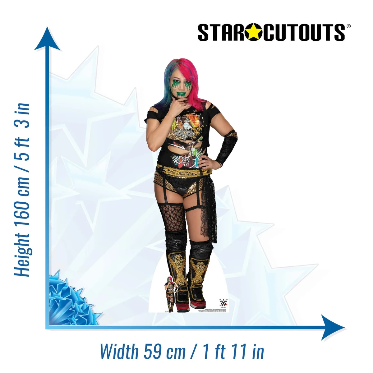SC1596 Asuka (WWE) Official Lifesize + Mini Cardboard Cutout Standee Size