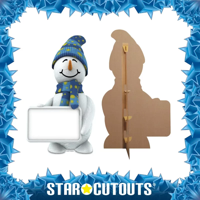 SC168 Snowman With Sign Christmas Lifesize Cardboard Cutout Standee Frame