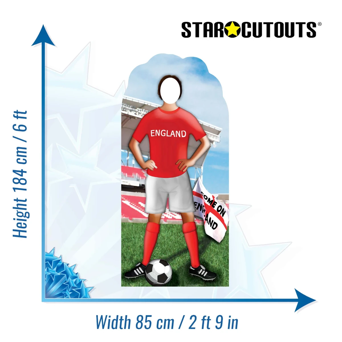 SC199 England Footballer Lifesize Stand-In Cardboard Cutout Standee Size