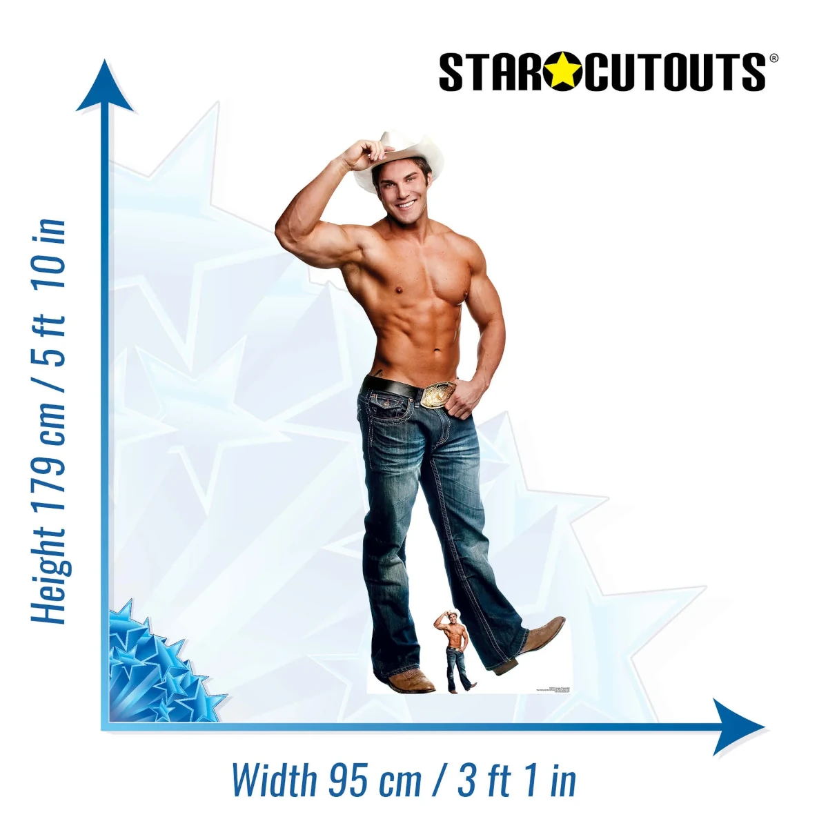 SC2155 Cowboy (Chippendales) Official Lifesize + Mini Cardboard Cutout Standee Size