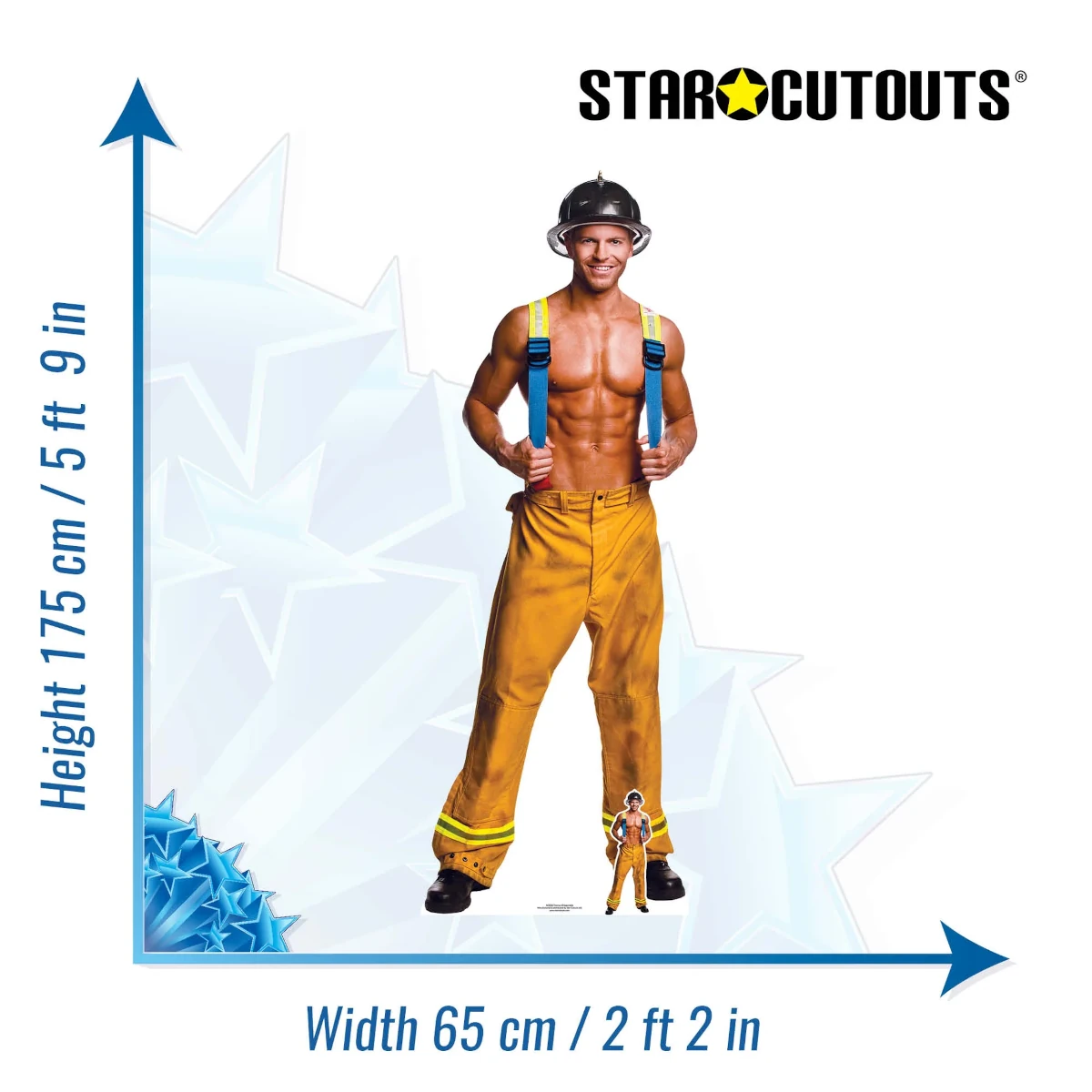 SC2156 Fireman (Chippendales) Official Lifesize + Mini Cardboard Cutout Standee Size