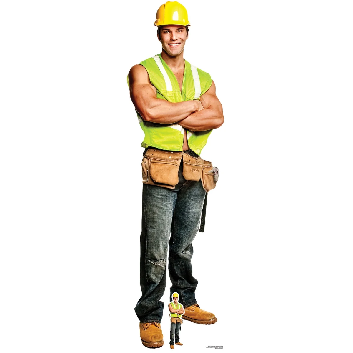 SC2157 Construction Worker (Chippendales) Official Lifesize + Mini Cardboard Cutout Standee Front