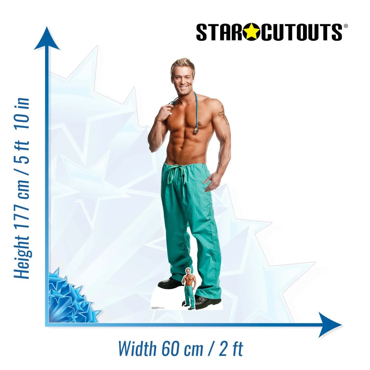 SC2160 Billy Jeffrey 'Doctor' (Chippendales) Official Lifesize + Mini Cardboard Cutout Standee Size