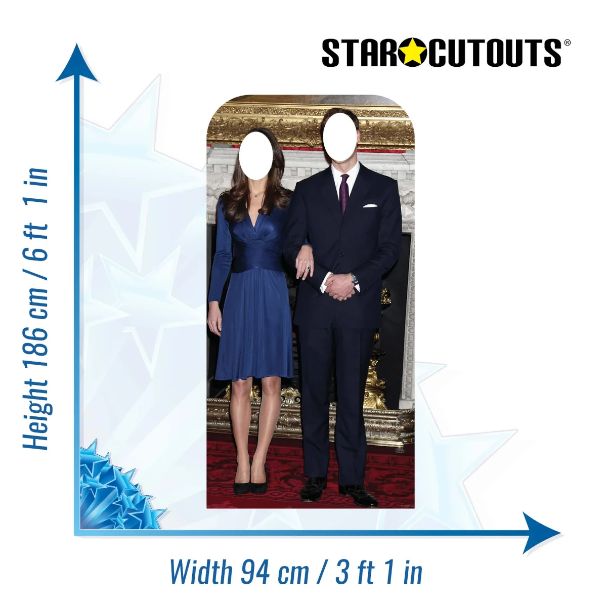 SC596 William & Catherine (Prince & Princess of Wales) Lifesize Stand-In Cardboard Cutout Standee Size