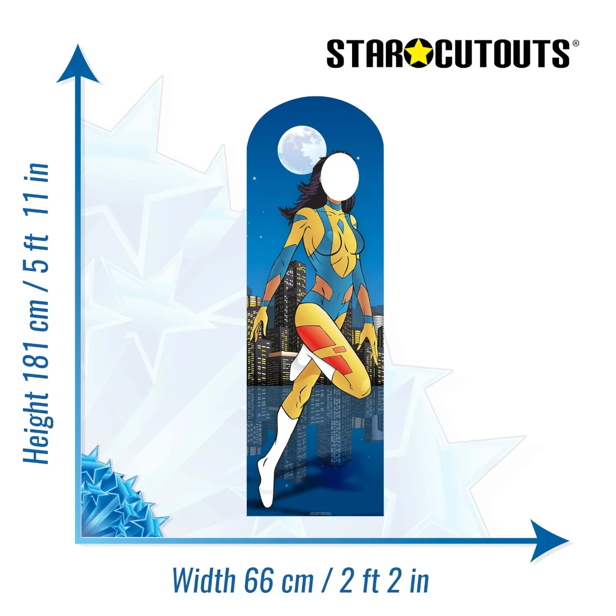 SC651 Female Superhero Lifesize Stand-In Cardboard Cutout Standee Size