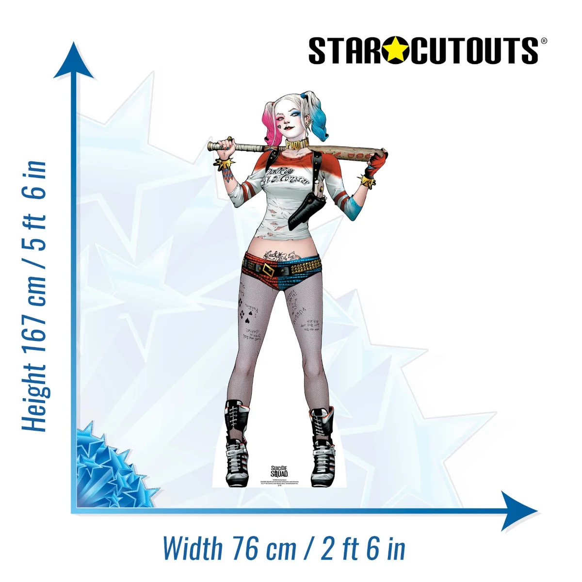 SC890 Harley Quinn 'Comic Art' (Suicide Squad) Official Lifesize Cardboard Cutout Standee Size