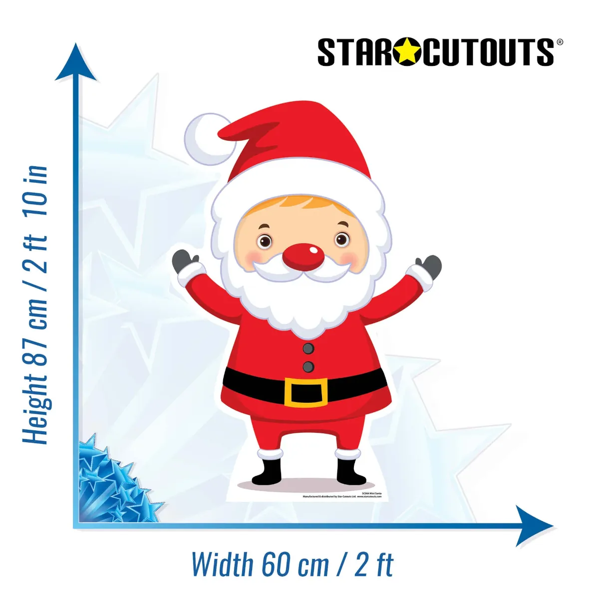 SC984 Cartoon Christmas Santa Mini Cardboard Cutout Standee Size