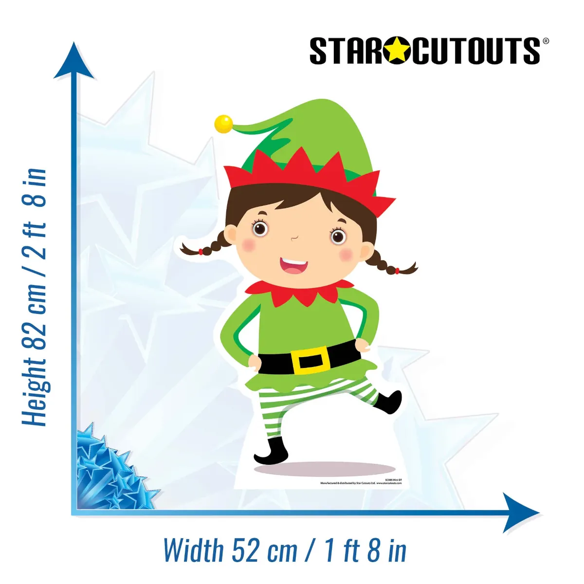 SC985 Christmas Elf Mini Cardboard Cutout Standee Size