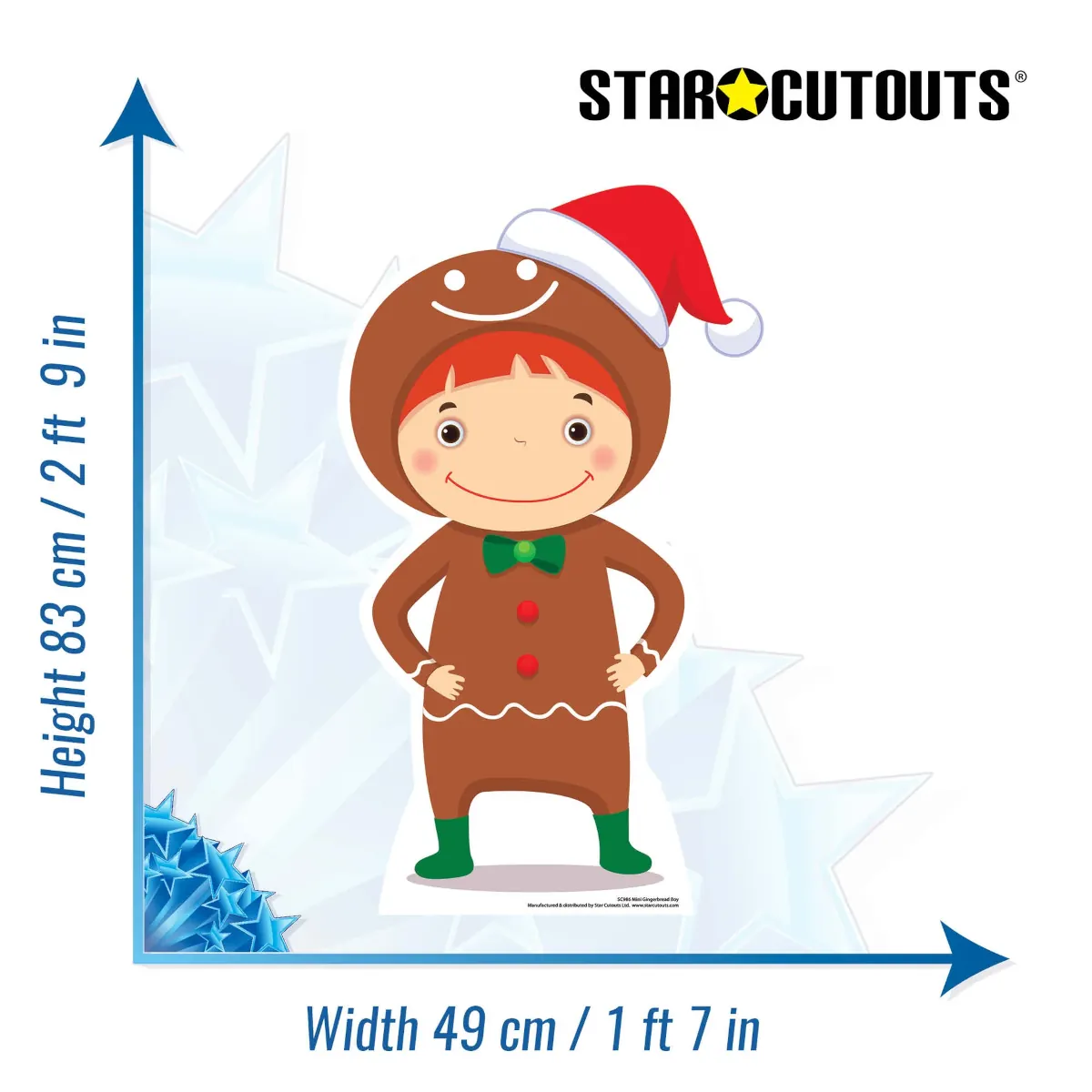 SC986 Christmas Gingerbread Boy Mini Cardboard Cutout Standee Size